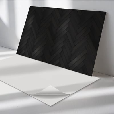 Wallfluent Vinyl Tegels - Visgraat Parketpatroon Zelfklevende Vinyl Tegels - 40 cm x 20 cm - Zwart Vinyl Tegels - Verpakking van 10 stuks - Rechthoek PVC Tegels - Texturen Plaktegels - Vinyl Wandtegels - Plaktegels Keuken en Badkamer