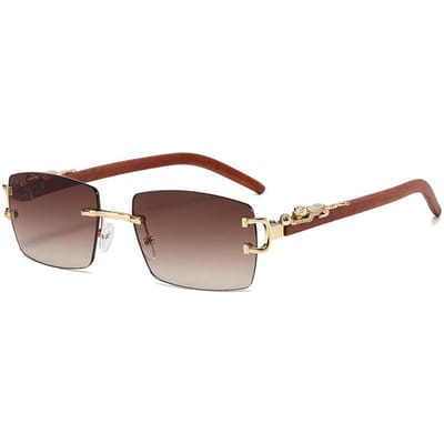 Randloze Rechthoek Zonnebril Mode Vintage Verloop Oceaan Lenzen Dames Zonnebril Trendy Luxe Merk Design Shades Other brown