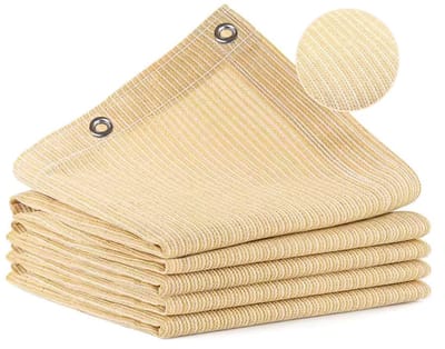 90% zonneschaduw voor tuin, tuin, ademend zonnezeil, uv-blokkerend schaduwnet voor strand, pergola, balkon, tuinpaviljoen, carport (3 x 3 m, beige)