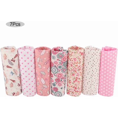 7 stuks Roze Bloemen Katoen Stof Vierkanten Quilten Naaien Voorgesneden DIY voor Handwerk Patchwork(S)