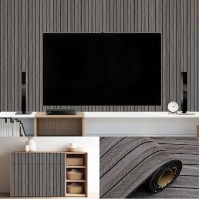 Wandpanelen Zelfklevend Houtlook 3D 300 x 40 cm - Donkergrijs - Waterdicht Hittebestendig Zelfklevend Behang voor Woonkamer, Hal, Kantoor