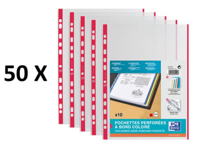 50 x showtassen insteekhoesjes Oxford - A4 - PP - 0.09 mm - rood