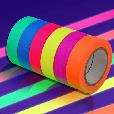 Dailygoods - Neon Plakband - UV-Fluorescerende Tape in 6 Kleuren (5 m x 15 mm) voor Decoraties