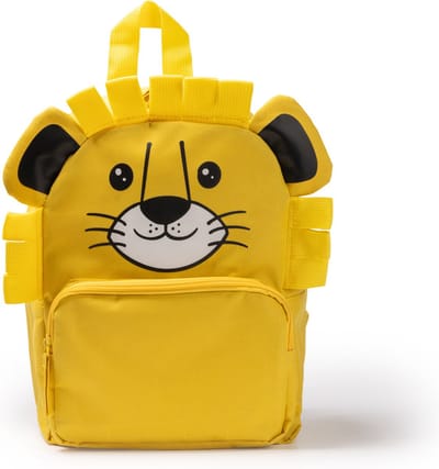 Rugzak voor kinderen met een leuk dierenontwerp / Leeuw. Uitgevoerd in RPET. Buitenvak met ritssluiting. Gewatteerde handgrepen en achterkant. [21,5cm/29cm/17,5cm]