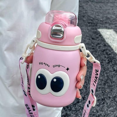 Kawaii Kinderen Thermosfles Schattige Student Kleuterklas Thermische Ketel Jongens Meisje Draagbare Direct Drinken Isolatiebeker Met Rietje Without 3D Stickers