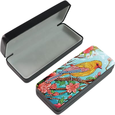Diamant Schilderen Bril Etui voor Mannen - Zonnebril Organizer en Opbergdoos voor Brillen met Schilderen op Nummer en Prachtige Afbeeldingen van Vogels en Bloemen