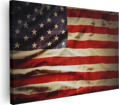 Artaza Canvas Schilderij Amerika - 30x20 cm - Klein - Wanddecoratie Vlag - Muurdecoratie Woonkamer - Kamer Accessoires