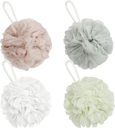 Exfoliërende Douche Spons Set van 4 Stuks - Zachte Mesh Spons voor Lichaamsmassage en Schuimvorming - Ideaal voor Unisex Gebruik en Huidverzorging
