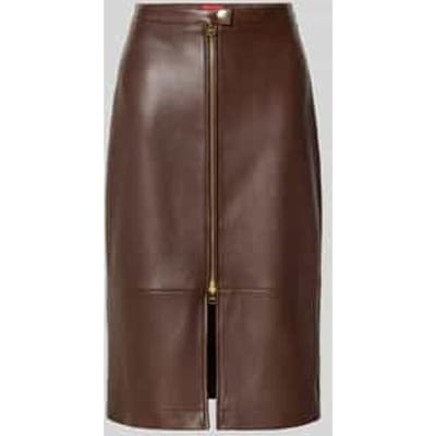 Smalle midi-rok van echt lamsleer model 'Lacelo'