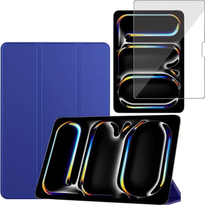 Hoesje + Screenprotector geschikt voor iPad Pro 11 inch (M4) 2024 – Tempered Glass - Extreme Shock Smart Case - Zwart