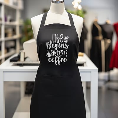 Verstelbaar kookschort, unisex, met 2 Zakken Vloeistof Druppel Waterbestendig Koken Keuken Restaurant Bar Schilderen BBQSchort, voor diverse doeleinden, Zwart Schorten Koksschort Unisex Schorten voor Vrouwen en mannen , life begins after coffee..