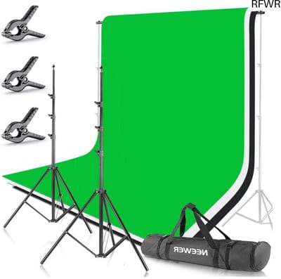 RFWR® Achtergrond Ondersteuningssysteem 2,6 x 3 m met 3 Achtergronden voor Fotografie en Video