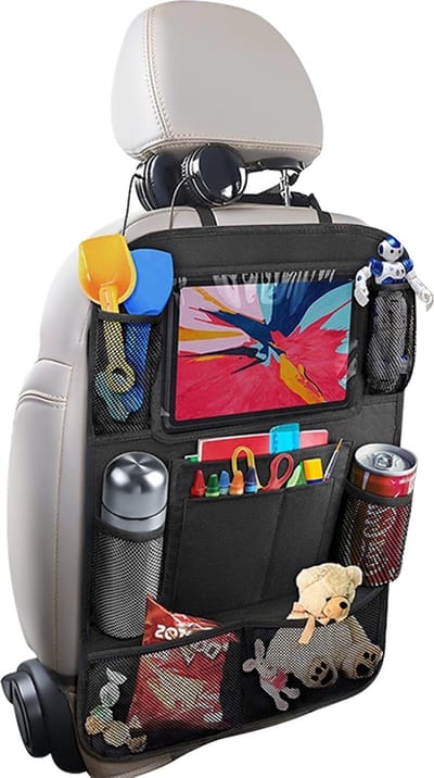 Intirilife Multifunctionele Polyester Opbergtas voor autostoel in Zwart - 41 x 61 cm - Voor georganiseerde en praktische reizen met kinderen