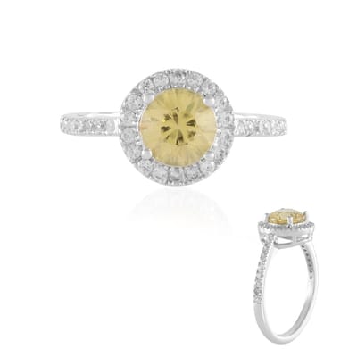 Cavill - Zilveren ring 925 Sterling met Gele Zirkoon 1,569 ct en Pavé Zirkonen 2,168 ct - Geplatineerd - Elegant design - Sieraden dames