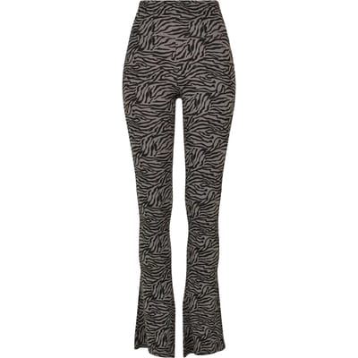 Urban Classics - High Waist Zebra Boot Cut Legging - XS - Grijs/Zwart