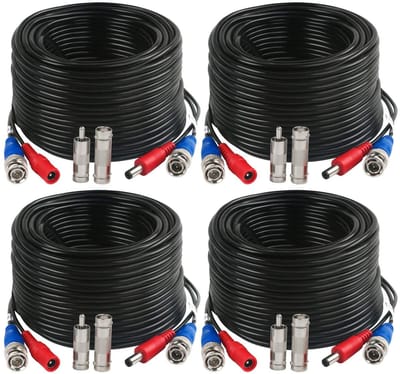 BNC Videokabels - Bewakingskabels CCTV - Beveiligingscamera Installatie - Plug-and-play Installatie - 4 stuks - Zwart