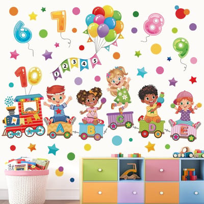 Dailygoody - Wandstickers - Kinderkamer Decoratie - Eenvoudig aan te brengen - Multikleur - Educatief - Peuter en Kleuter - Voor Speelkamers