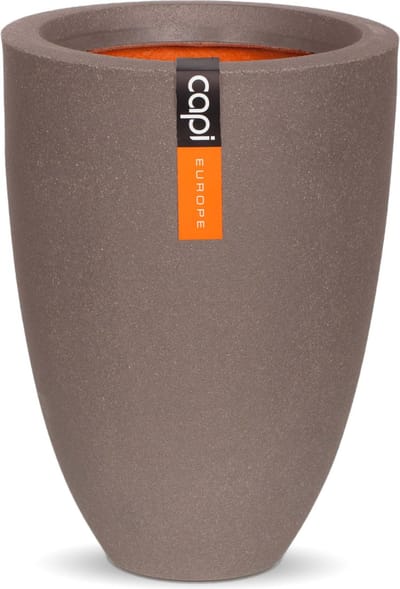 Capi Europe - Vaas elegant laag Smooth NL - 26x36 - Warm taupe - Opening Ø20 - Bloempot voor binnen en buiten - Levenslang garantie - Breukbestendig - 100% Recyclebaar - CO2 Neutraal geproduceerd - KWT781
