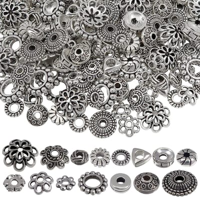 Famanu – Metalen spacer kralen set 300 stuks – Antiek zilver afstandhouders 4–10 mm in 15 stijlen – Voor bedels en sieraden