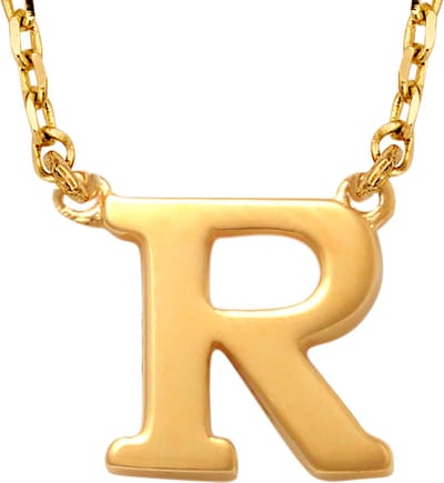 New Bling 9NBG-900R Gouden Ketting met Letter R - 6mm - Ankerschakel - 38+2,5+2,5cm - Initiaal sieraad - 14 Karaat - Goud