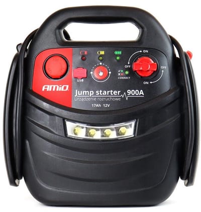 AMiO Jump Starter 12V 17Ah 900A 4in1 – Multifunctioneel Auto Accu Starter, Powerbank en Compressor JS01 Noodsituatie