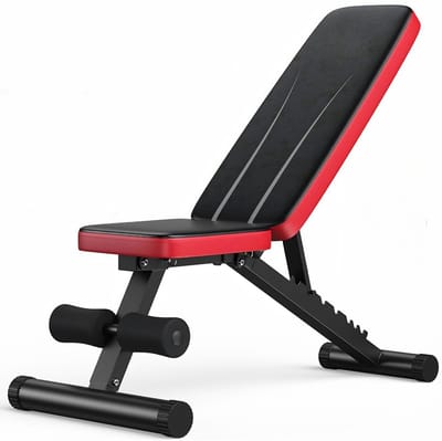 AHD® Fitnessbank - Halterbank - Trainingsbank - Zwart/Rood - 114cm x 28cm x 44cm