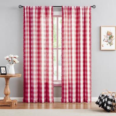 2 stuks gordijnen met bolletjes, geschikt voor slaapkamers, woonkamers, eetkamers, balkons 101x137cm&Fixed Pleat gray