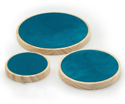 Ancient Wisdom - Decoratief beeld - Set van drie ronde displaystandaards multicolor keramiek 10 cm 15 cm 20 cm - decoratie - interieur - kunst - ornament - sierstuk