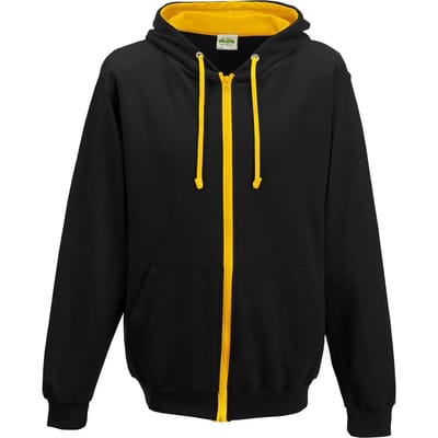 Just Hoods Varsity Zoodie JH053 - JET BLACK/GOLD - L