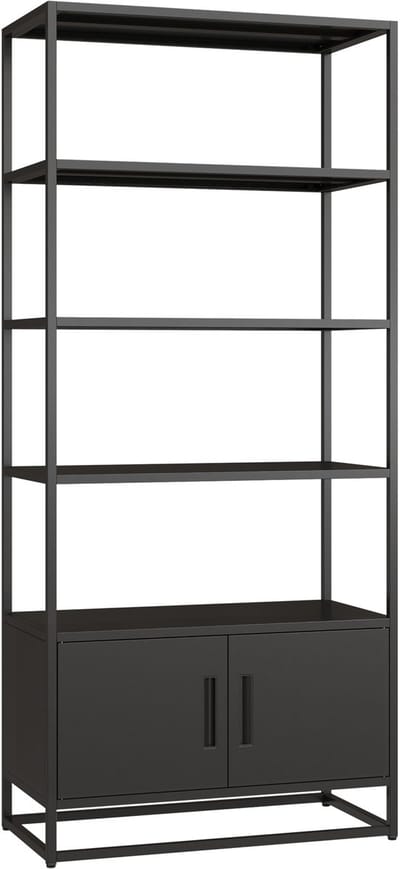 Boekenkast Hailuoto met kast 180x80x40 cm zwart [en.casa]
