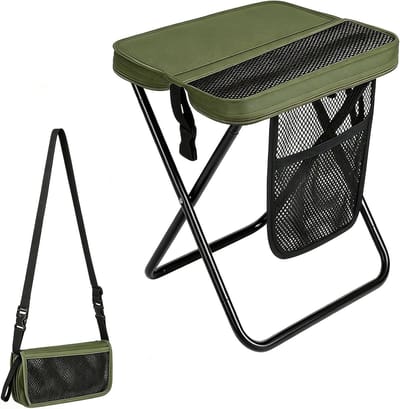 Opvouwbare campingkruk, lichte klapstoel voor picknick en trekking, tot 120 kg, ideaal voor vissen en tuingebruik, compact en draagbaar (groen)