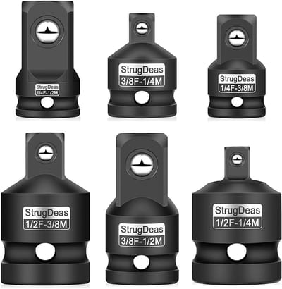 Socket Adapter Set - Reducer Kit - Automotive Onderhoud - Gehard Chroom Vanadium - 1/4 3/8 1/2 - Zwarte Mangaan