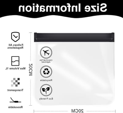 Transparante Reistasje voor Toilettas, TSA Goedkeurde Make-up Organizer, Ideaal voor Vakantie en Vliegreizen, 20 x 20 cm, Handig en Ruimtebesparend voor Mannen en Vrouwen