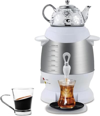 Elektrische Samovar - Theemaker Ketel - Thee Zetten - Anti-Brandwonden Handvat - 5 Liter Ketel - Wit