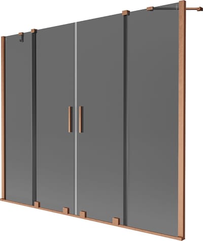 Mexen Velar Duo badwand scherm 2-delige schuifdeur 170 x 150 , grafiet, geborsteld koper - 896-170-000-42-65