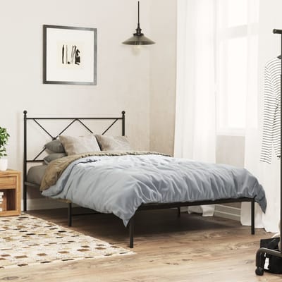 vidaXL - Bedframe - met - hoofdbord - metaal - zwart - 107x203 - cm