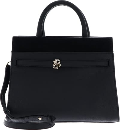 BOSS Leren Handtas Schoudertas Beverly Business Tote Black Zwart
