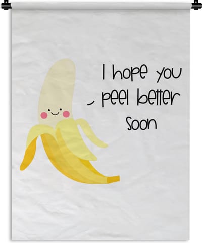 Wandkleed - Wanddoek - Sterkte - Quotes - Fruit - Bananen - 90x120 cm - Wandtapijt