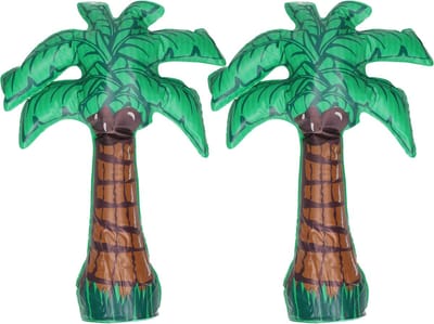 Rubies Opblaasbare decoratie palmboom - 2x - kunststof pvc - groen - H45 cm