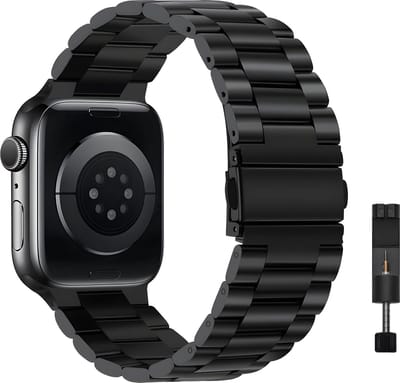 Innerlight® Metal - Zwart - 38/40/41mm - Metalen bandje geschikt voor Apple Watch - Stainless Steel Watch Band - Geschikt als Apple Watch bandje voor Series 1/2/3/4/5/6/7/8/9/10 42mm/11 42mm/SE