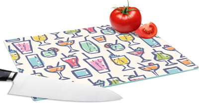 Glazen Snijplank - 28x20 - Cocktail - Glas - Zomer - Patronen - Snijplanken Glas
