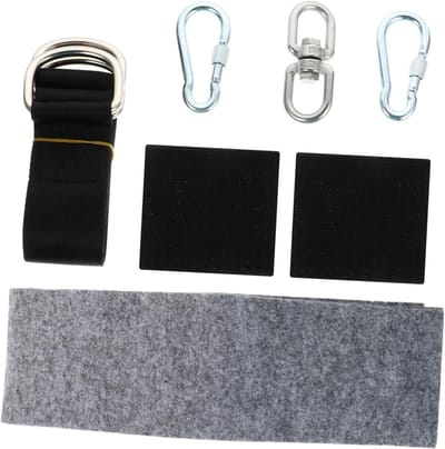 Schommel Ophangset - Hangmat Touw - Buiten Ontspannen - Roestvrij Staal - 8 x 3.8 cm - Zwart