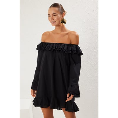 Effen, lange, aansluitende mini-jurk voor dames, perfect voor op het strand.