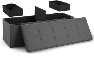 Blumtal Zitbank met Opbergruimte - 110x38x38cm - Hocker met opbergruimte - Antraciet - met 2 dozen