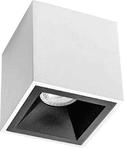 Opbouwspot GU10 - Proma Cliron Pro - Opbouw Vierkant - Mat Wit/Zwart - Aluminium - Verdiept - 90mm