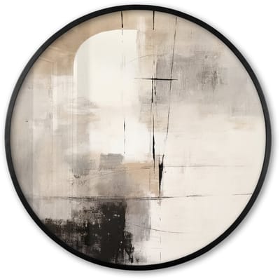Poster in lijst Rond - Fotolijst 60x60 cm - Posters - Abstract - Kunst - Grijs - Ronde posterlijst zwart - Decoratie - Wanddecoratie woonkamer - Muurdecoratie slaapkamer