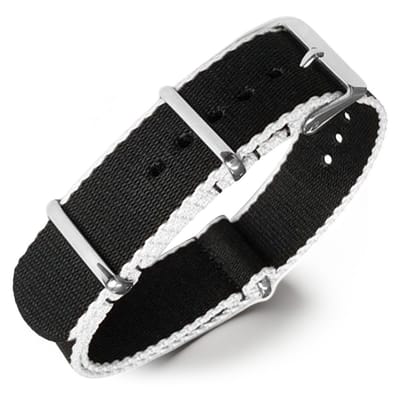 Seatbelt NATO Horlogeband Deluxe Nylon Strap Zwart Wit 18mm