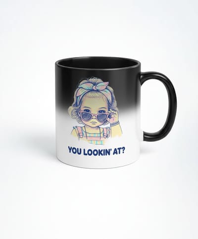 You Lookin' At? Magic Mug - Zwarte Magische Mok met Verrassing