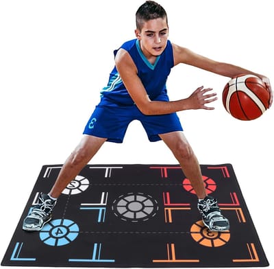 Basketbal Oefenmattenset voor Voetwerktraining, Opvouwbare en Antislip 2mm Pad voor Kinderen tot 150cm, Verbeter Balcontrole en Snelheid
