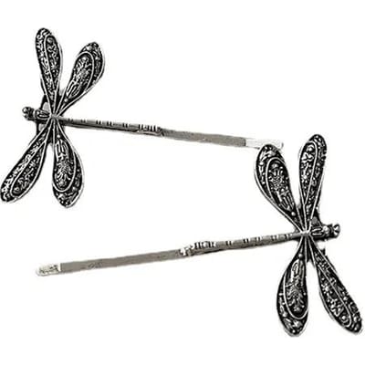 2 Stuks/Set Retro Libel Haarspeld Voor Vrouwen, Modieuze Pony, Zijhaaraccessoires, Niche Design, Zijclip Haaraccessoires zilver